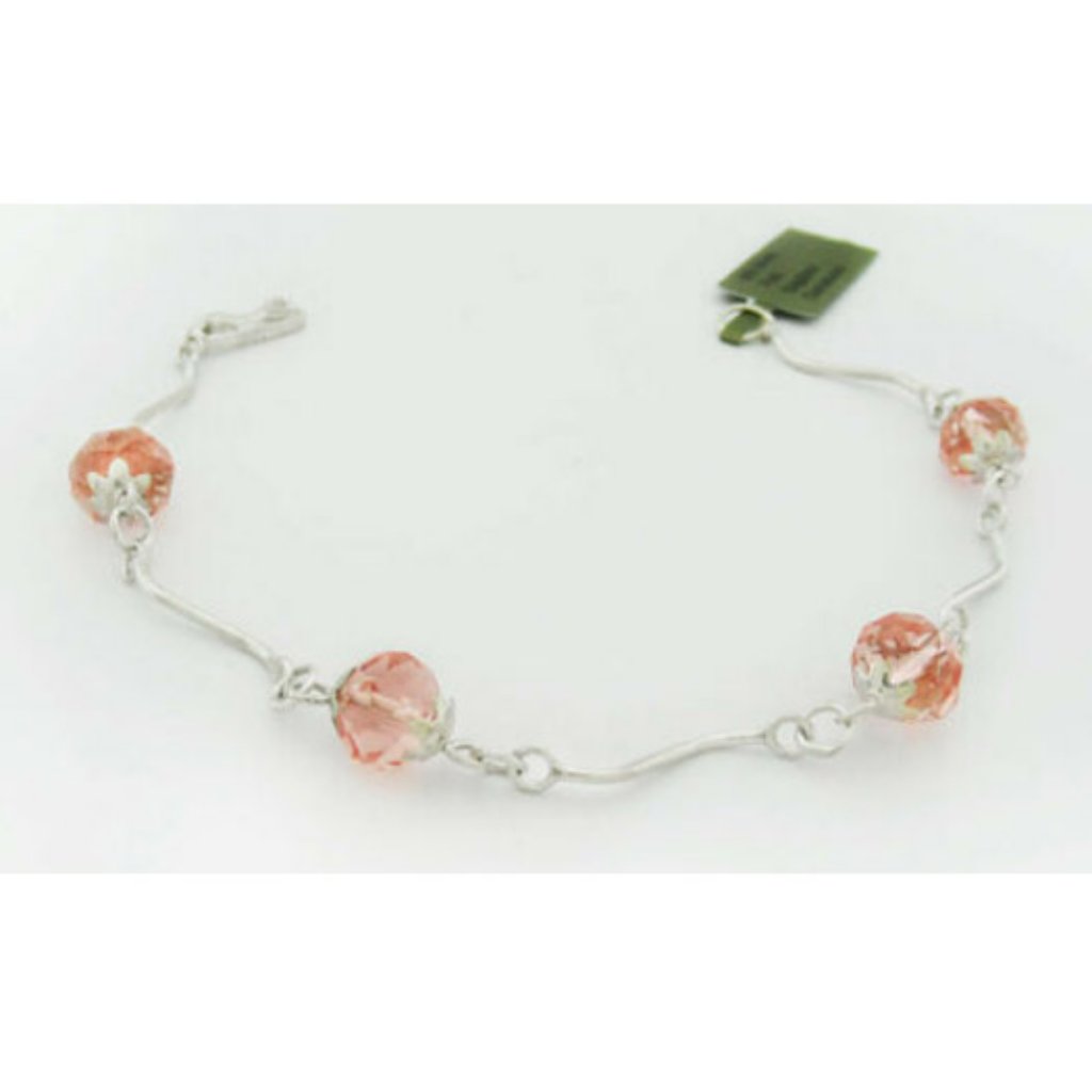Pink Sapphire Crystal Gemstones Bracelet .925 Silver